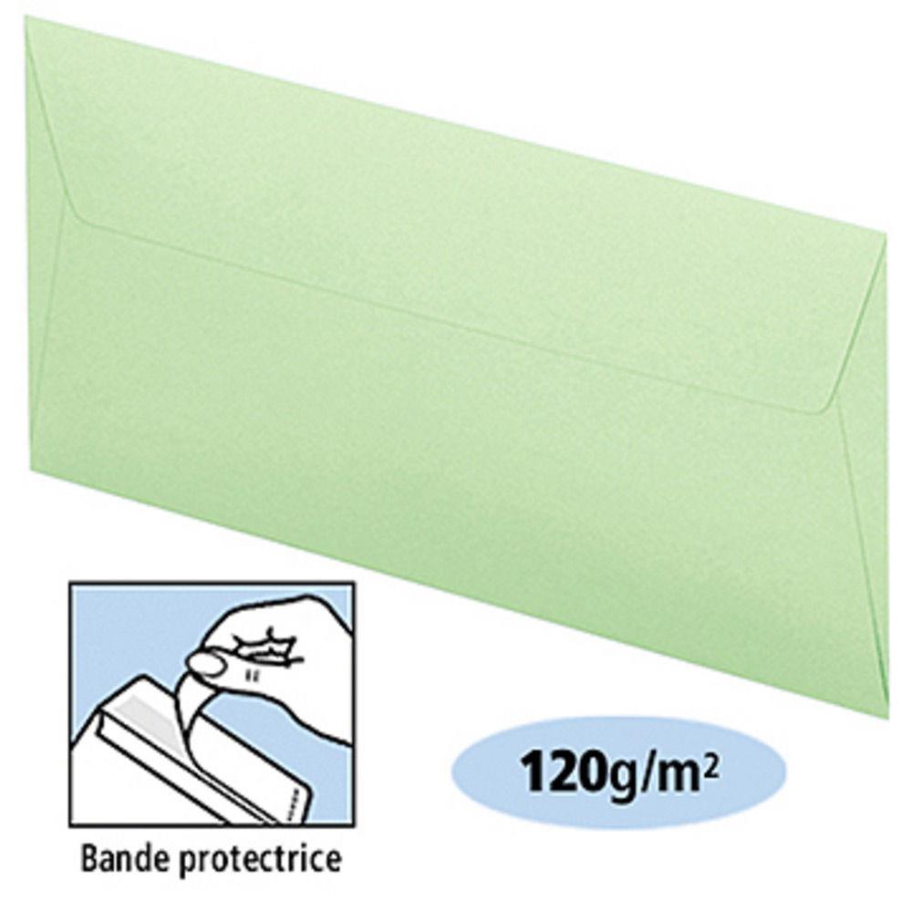 Enveloppe couleur Clairefontaine Pollen - format postal DL - 110 x 220 mm - 120 g/m bande auto-adhsive - vert - paquet 20 units