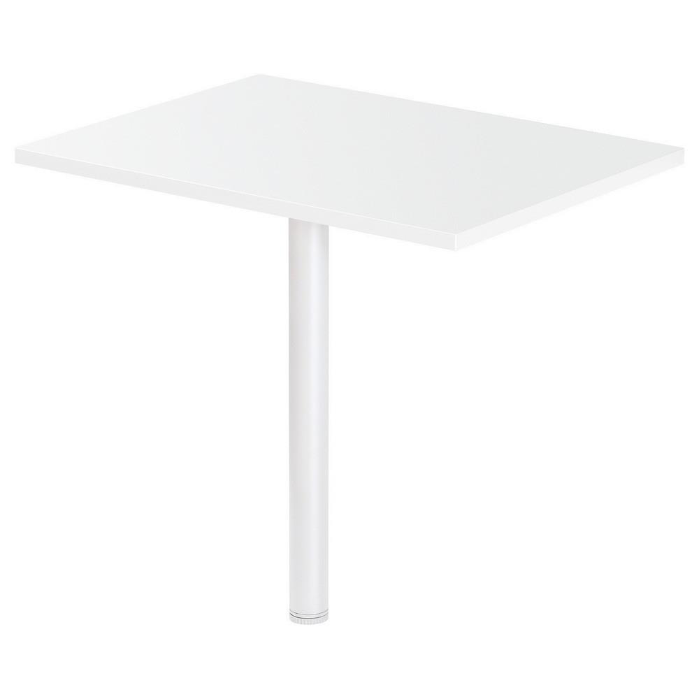 Extension rectangle Tempo - L 80 x 60 cm blanc - pied tube rond blanc