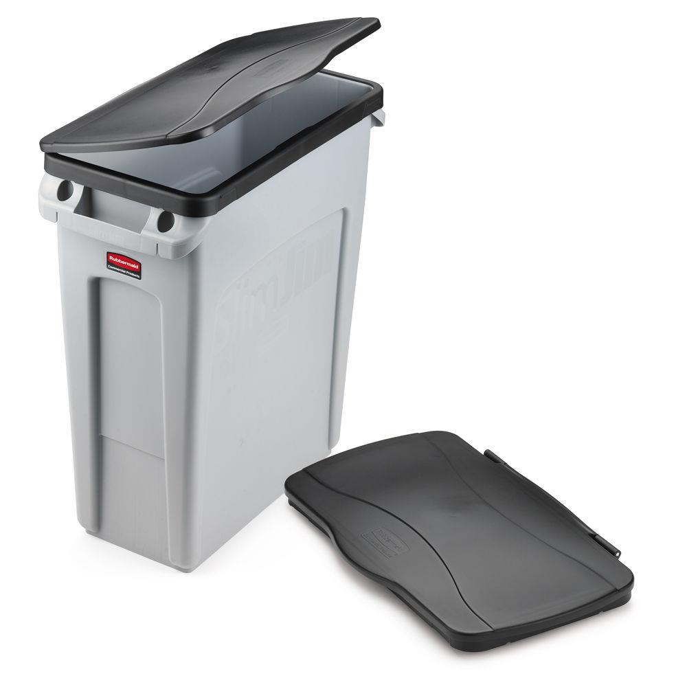 Couvercle pour poubelle de tri - Rubbermaid Slim Jim - 60 litres - Noir