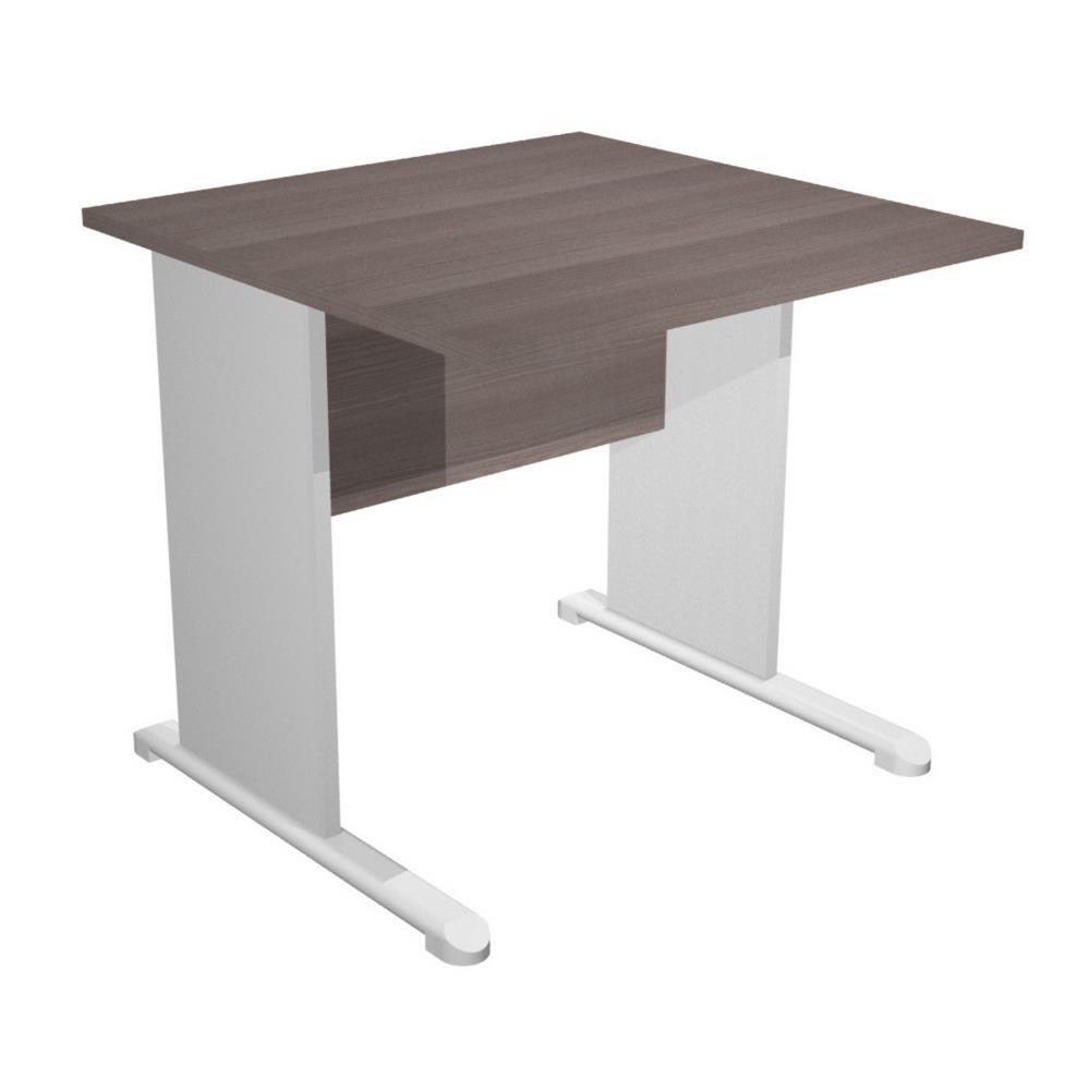 Bureau droit Pulse Tendance - L80 x P80 cm - plateau cendre - pieds L aluminium
