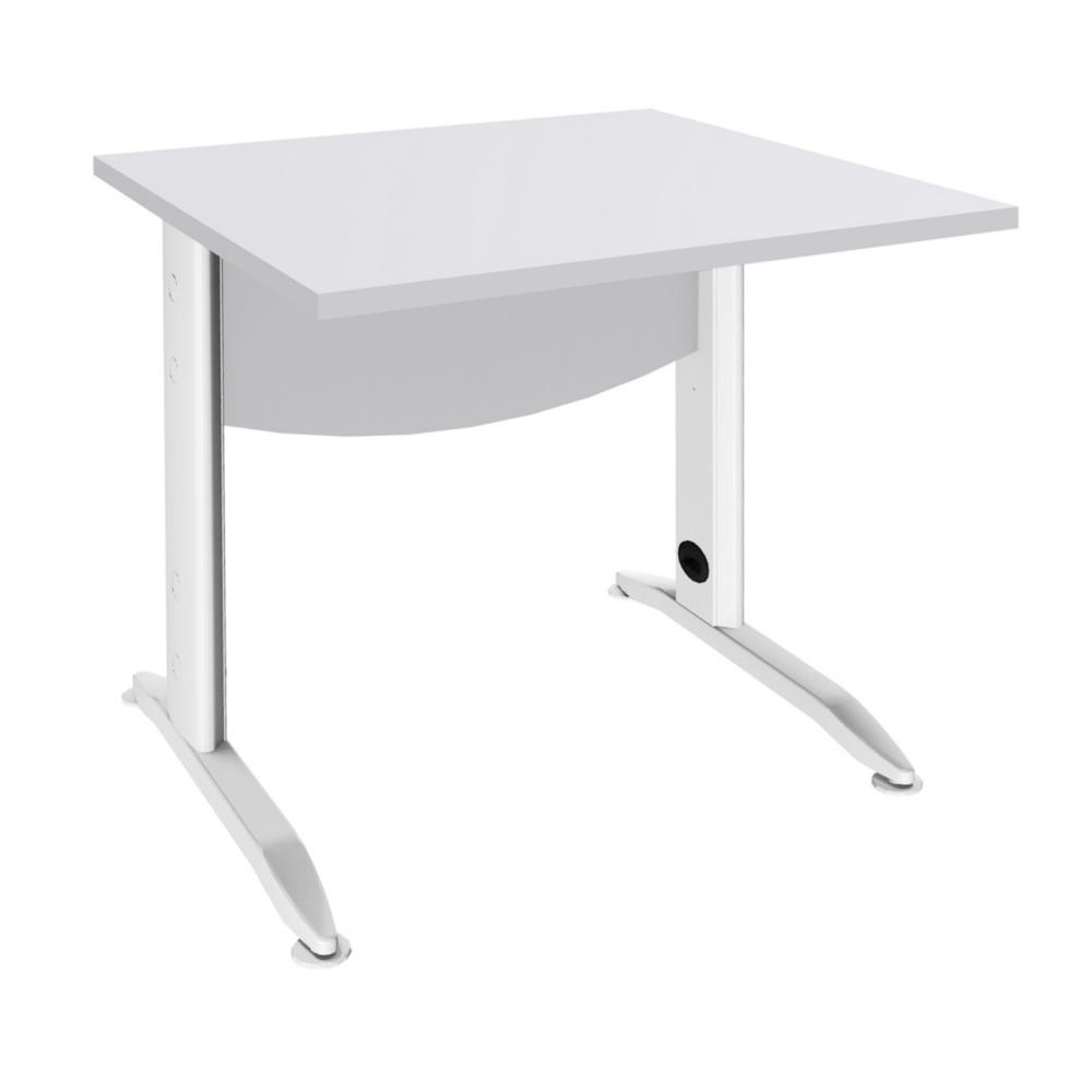 Bureau droit Impact mtal - L 80 x P 80 cm - plateau blanc - pieds L blancs