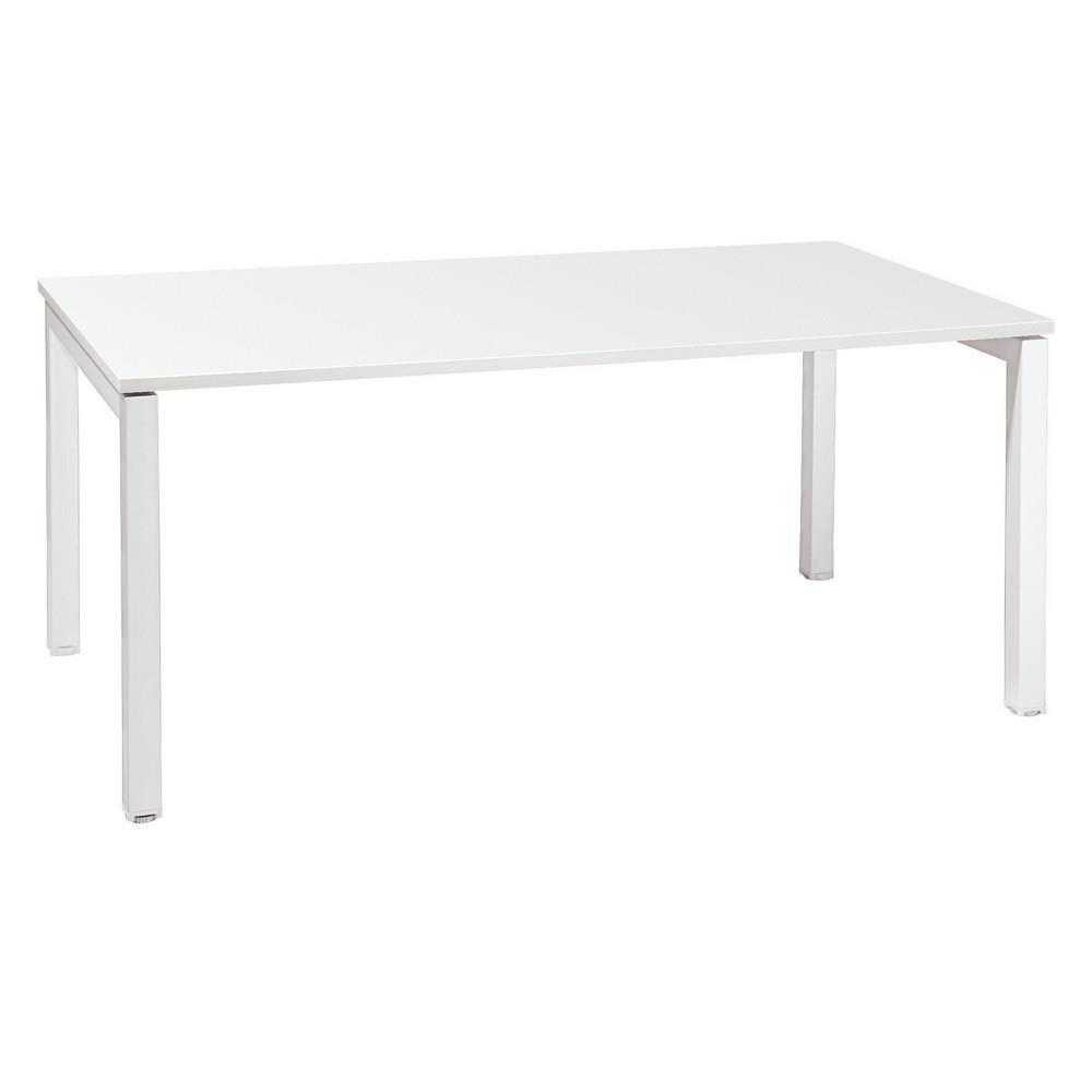Bureau droit Tempo - L 120 x P 80 cm - plateau blanc - 4 pieds blancs