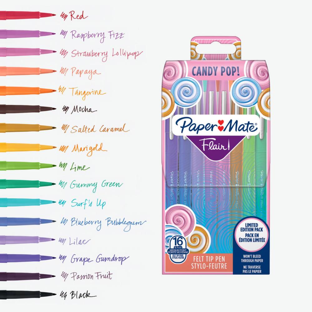 Feutres papermate Flair Candy Pop & Tropical assortis - pochette de 16