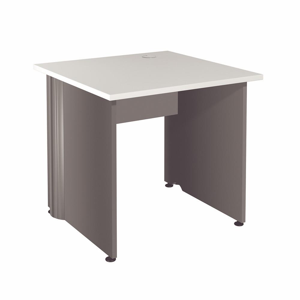 Bureau droit Impact - L 80 x P 80 cm - plateau blanc - pieds pleins anthracite