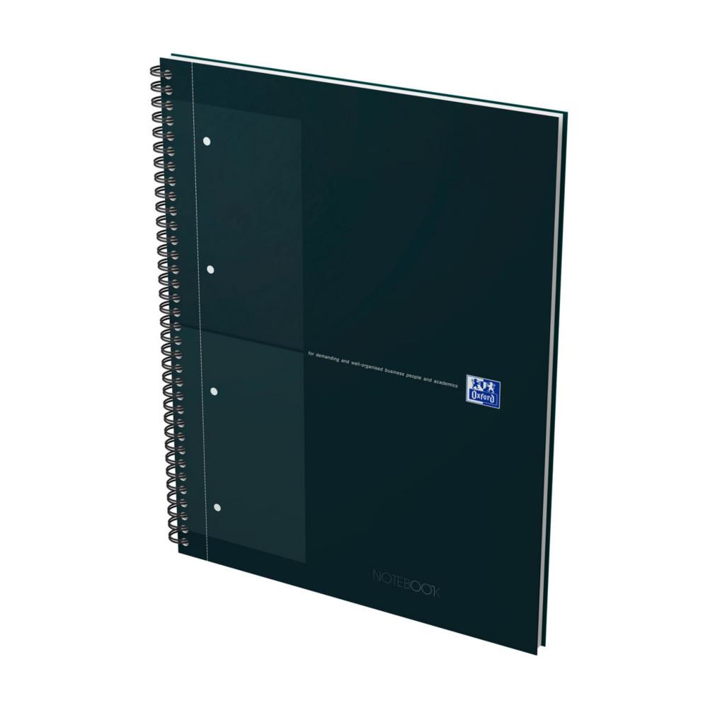 Cahier � spirale Oxford International Notebook 23 x 29,7 cm - Perfor� 4 trous - Petits carreaux 5x5 - 160 pages - Noir