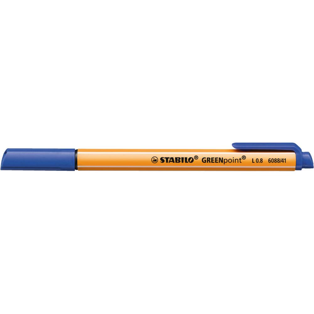 Stylo-feutre avec pointe en fibres Stabilo GREENpoint - pointe large - corps en plastique jaune - encre bleue