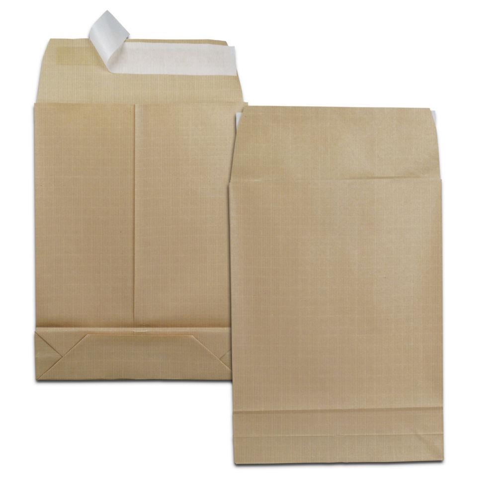 Pochette  soufflet 7 cm Kraft blond arm 120 g/m 280 x 365 mm sans fentre - Bande auto-adhsive