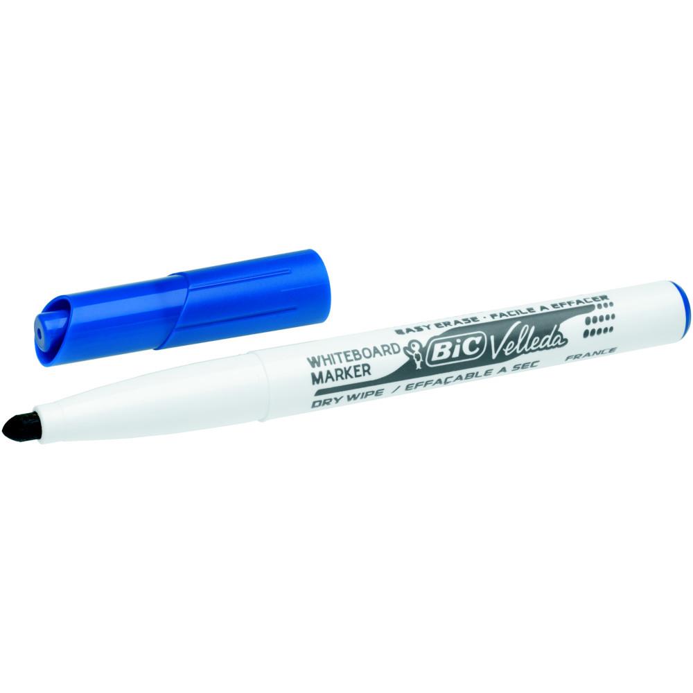 Marqueur Bic Velleda 1741 effaable  sec - pointe ogive 2mm - bleu