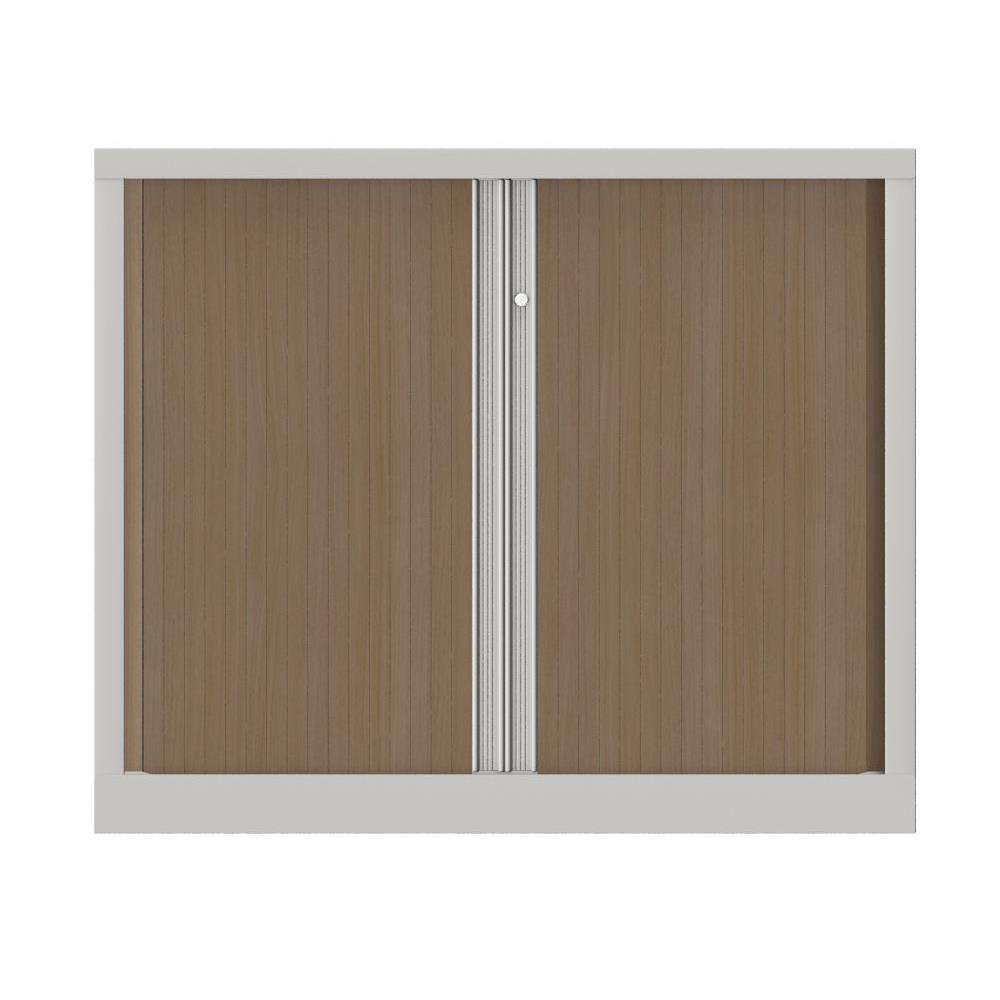 Armoire  rideaux mtallique Confort+ Ht 100 x L.120 cm - corps Blanc rideaux Chne