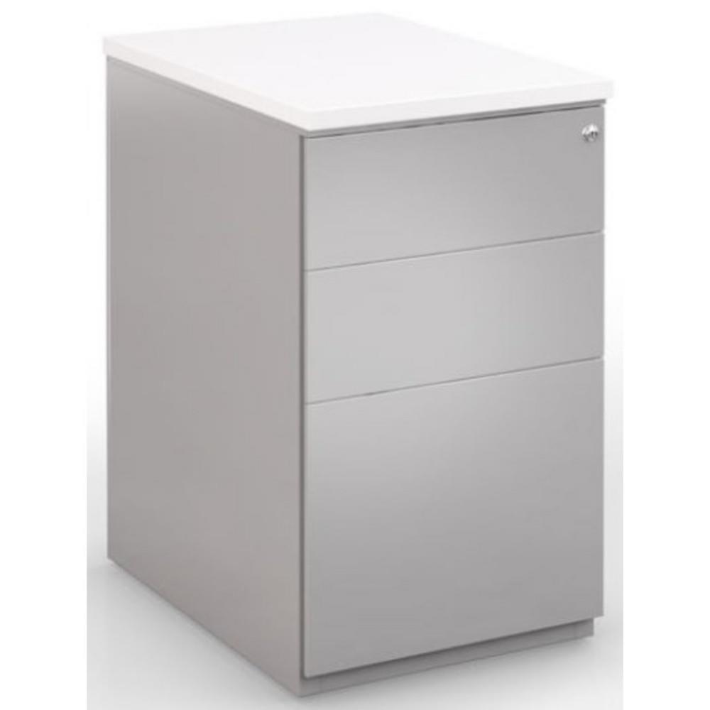 Caisson hauteur bureau mtal NF Environnement Aluminium top Blanc H72 x L 42 x P 60 cm