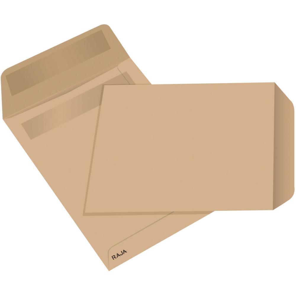 Pochette Raja kraft format C5 - 162 x 229 mm - 90g fermeture autocollante - lot de 500