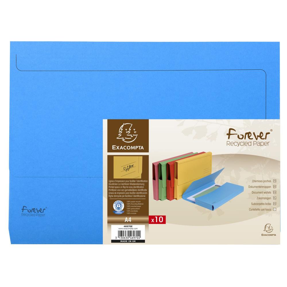 Porte-documents Exacompta Forever A4 - 200 feuilles 245 x 325 mm - carte recycl - bleu - lot de 10