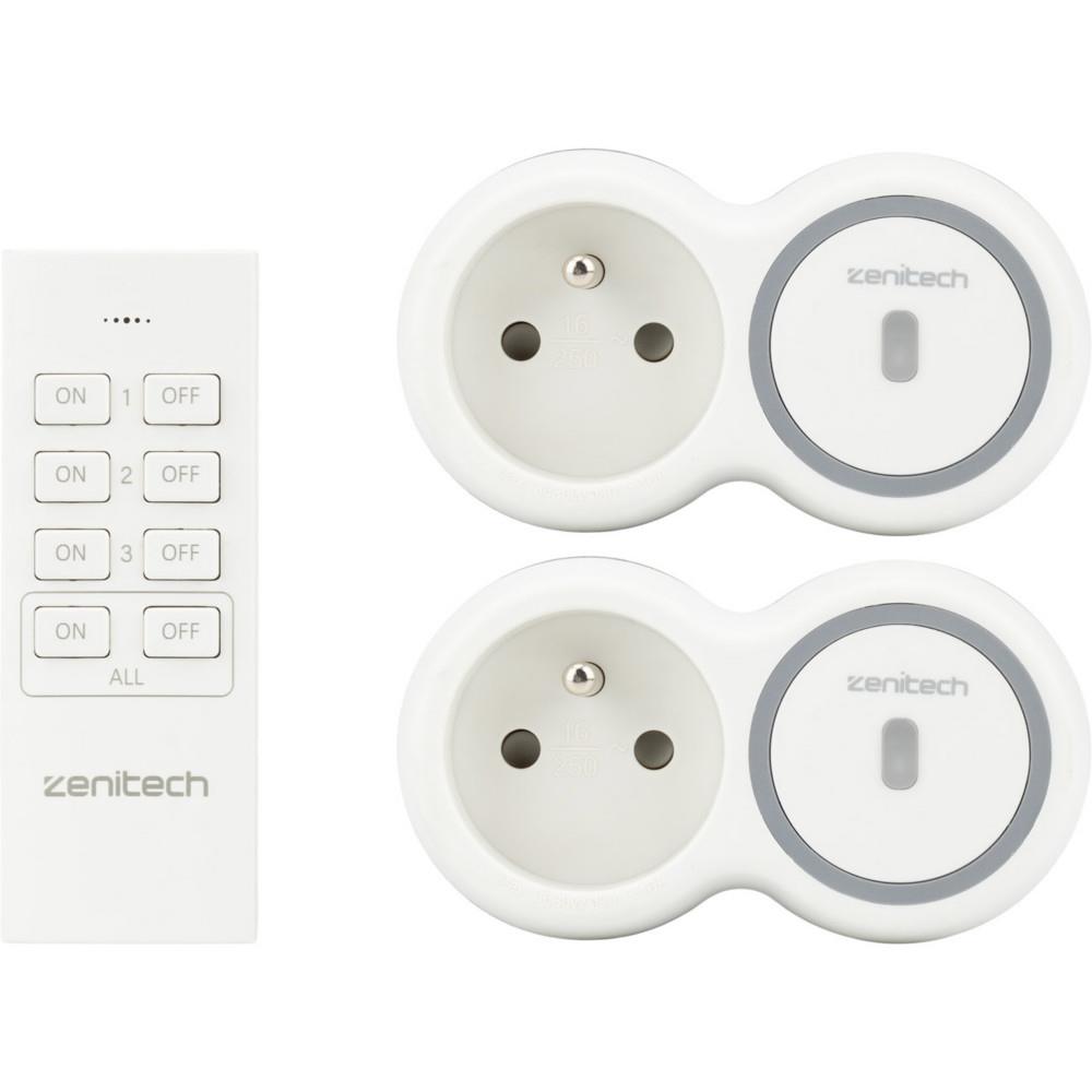 Prise �lectrique Zenitech murale Bolea avec t�l�commande - 2300 W - Blanc - Pack de 2