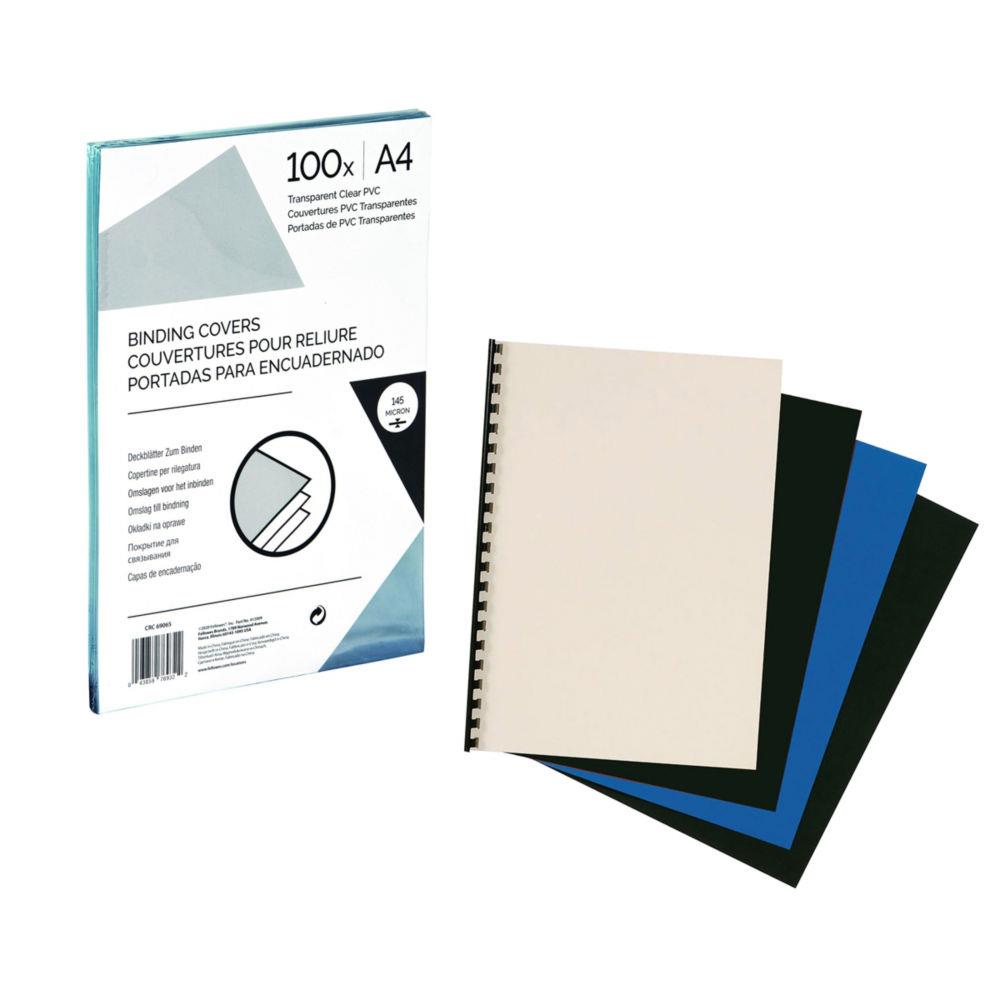 Plats de couverture PVC Pergamy - A4 - 250 microns - transparents - bote de 100