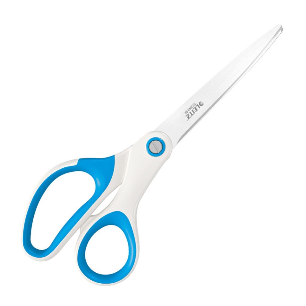 Ciseaux Leitz WOW pour droitiers aux bouts ronds - Longueur 21 cm - Bleu