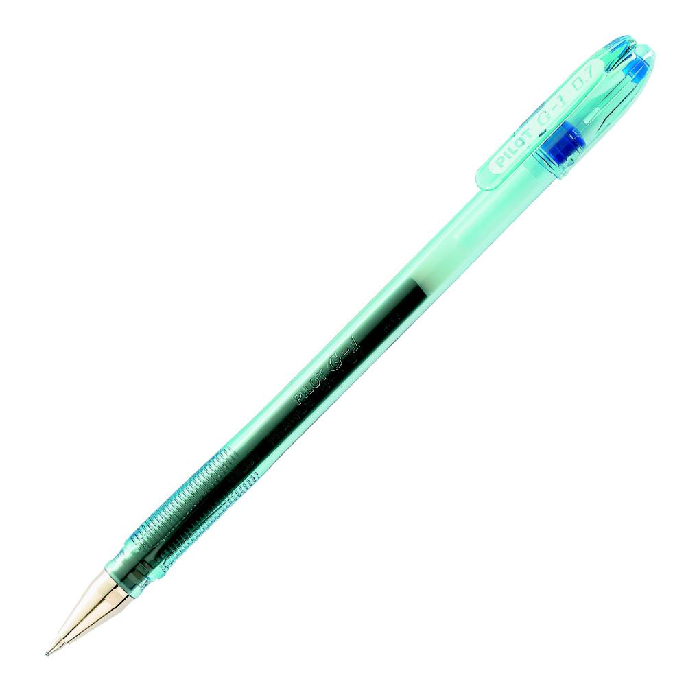 Stylo  bille Pilot  G1 07 - pointe moyenne - encre gel bleue - corps plastique et capuchon
