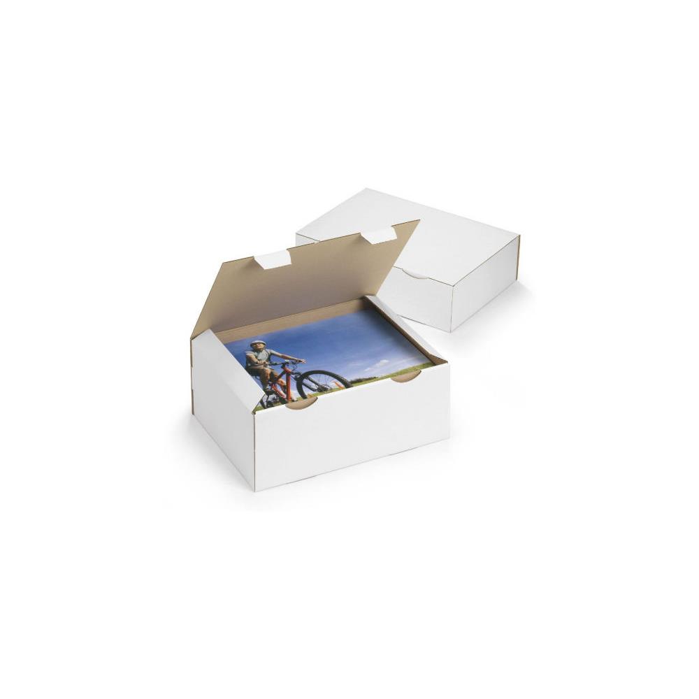 Bote d'expdition blanche RAJA en carton simple cannelure - L.int. 33 x l.25 x H.8 cm - Lot de 50