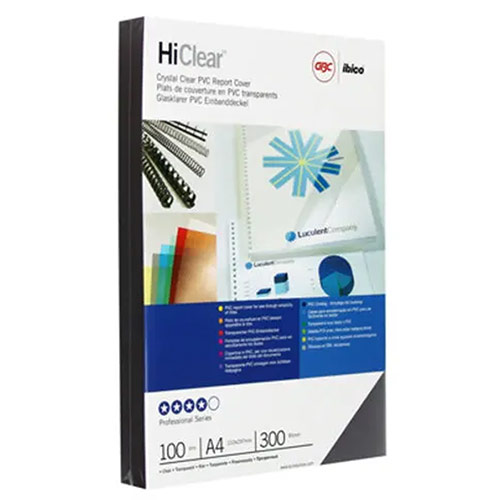 Couvertures GBC Highclear - A4 - 300 microns - transparent - bo�te de 100