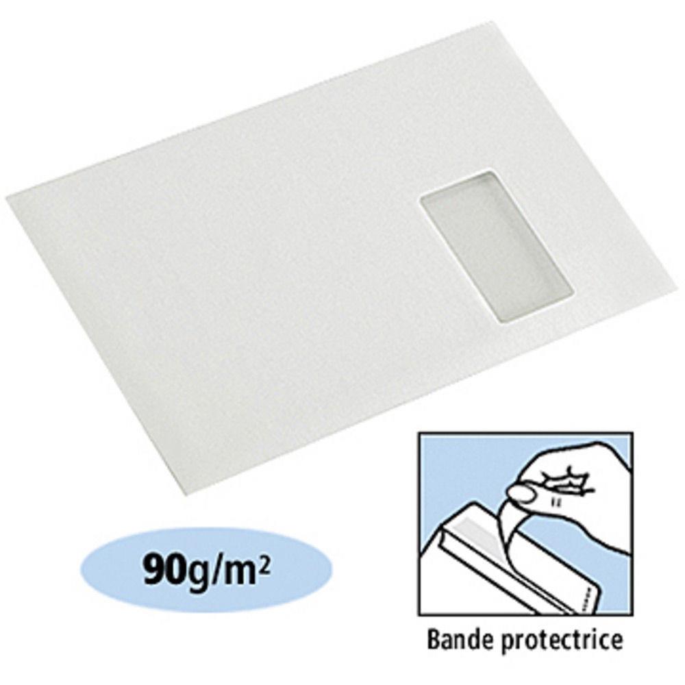 Pochette vlin blanc La Couronne - format 229 x 324 mm - fentre 50 x 110 mm - auto-adhsive - 90g  - bote de 50