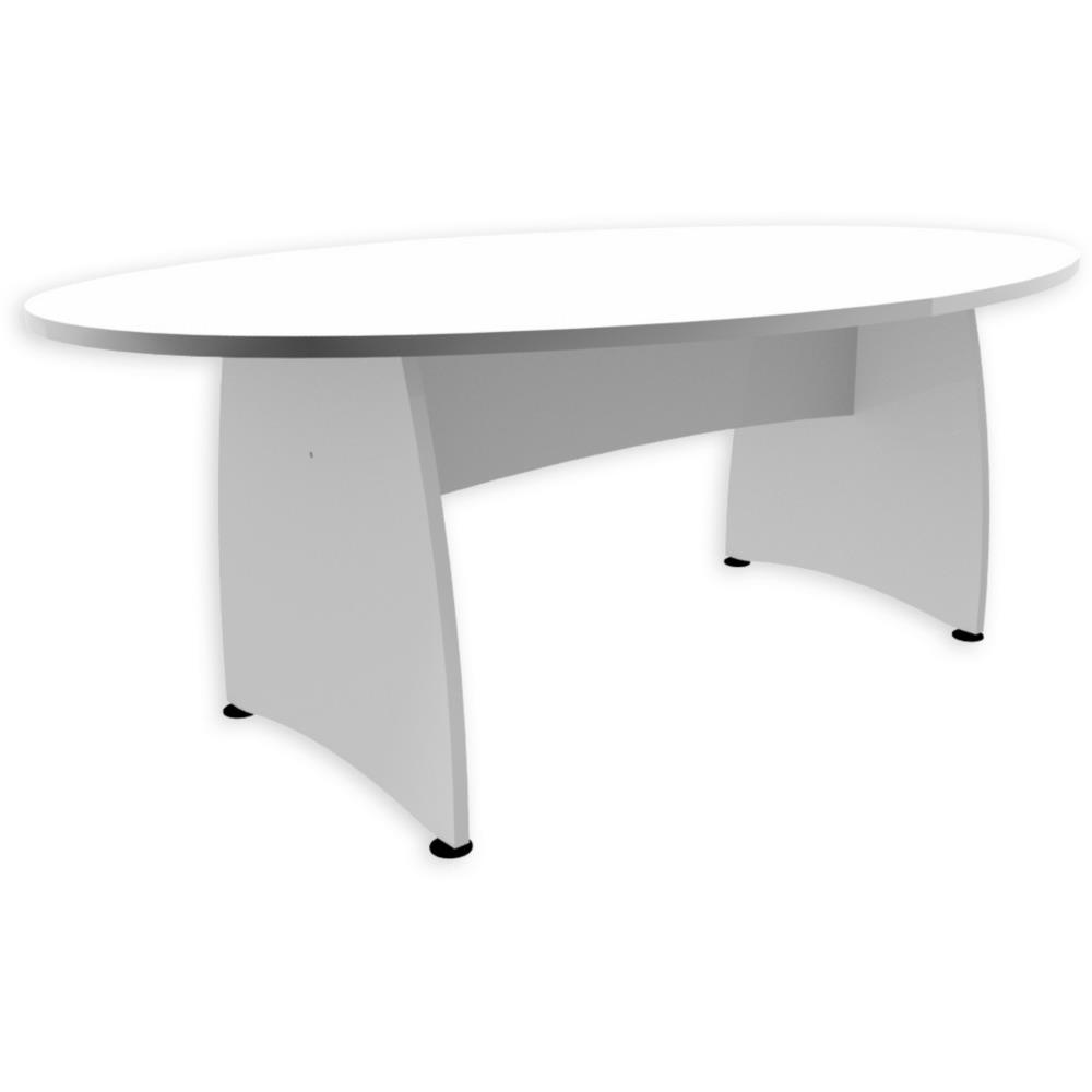 Table de runion ovale - NF Environnement blanc - pieds mlamins blanc - H72 x L200 x P120 cm