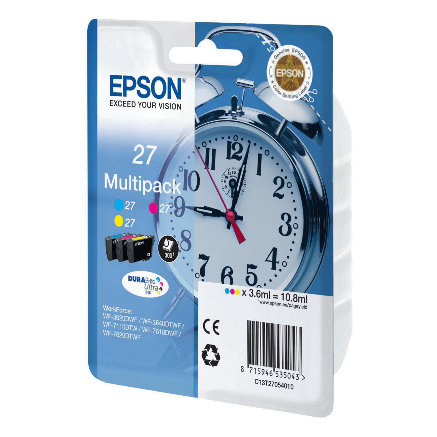 Cartouches pour imprimantes - Epson alarm clock multipack "rveil" 27 - encre durabrite ultra c,m,j