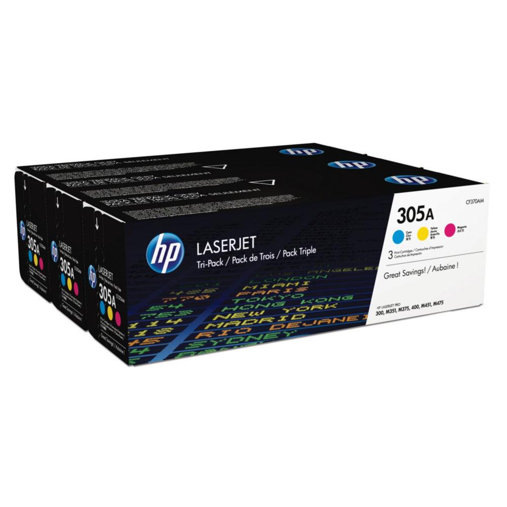 Cartouches de toner - Hp 305a pack de 3 toners laserjet cyan/magenta/jaune authentiques