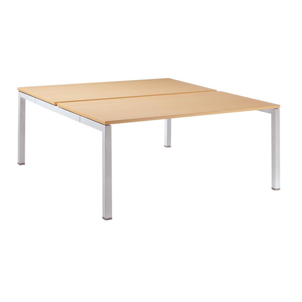 Ensemble 2 postes droit Tempo - L 160 x P 165 cm - plateau h�tre - 4 pieds aluminium