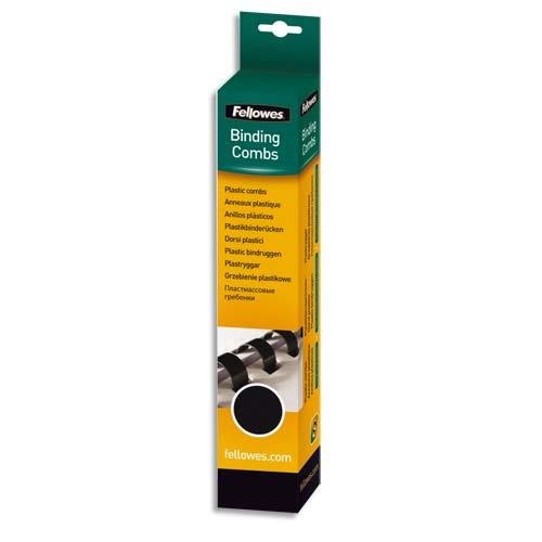 Reliures plastique Fellowes - 8 mm - bote de 25 - noir