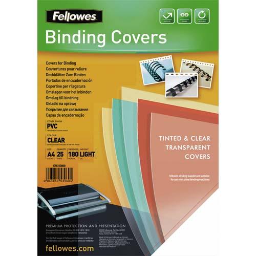 Couvertures transparentes Fellowes - PVC - format A4 - 180 microns - bote de 25