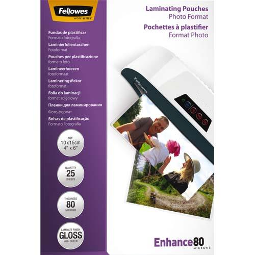 Pochettes Fellowes - 159 x 108 mm - 80 microns - bote de 25