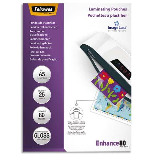 Pochettes Fellowes - A5 - 80 microns - bote de 25