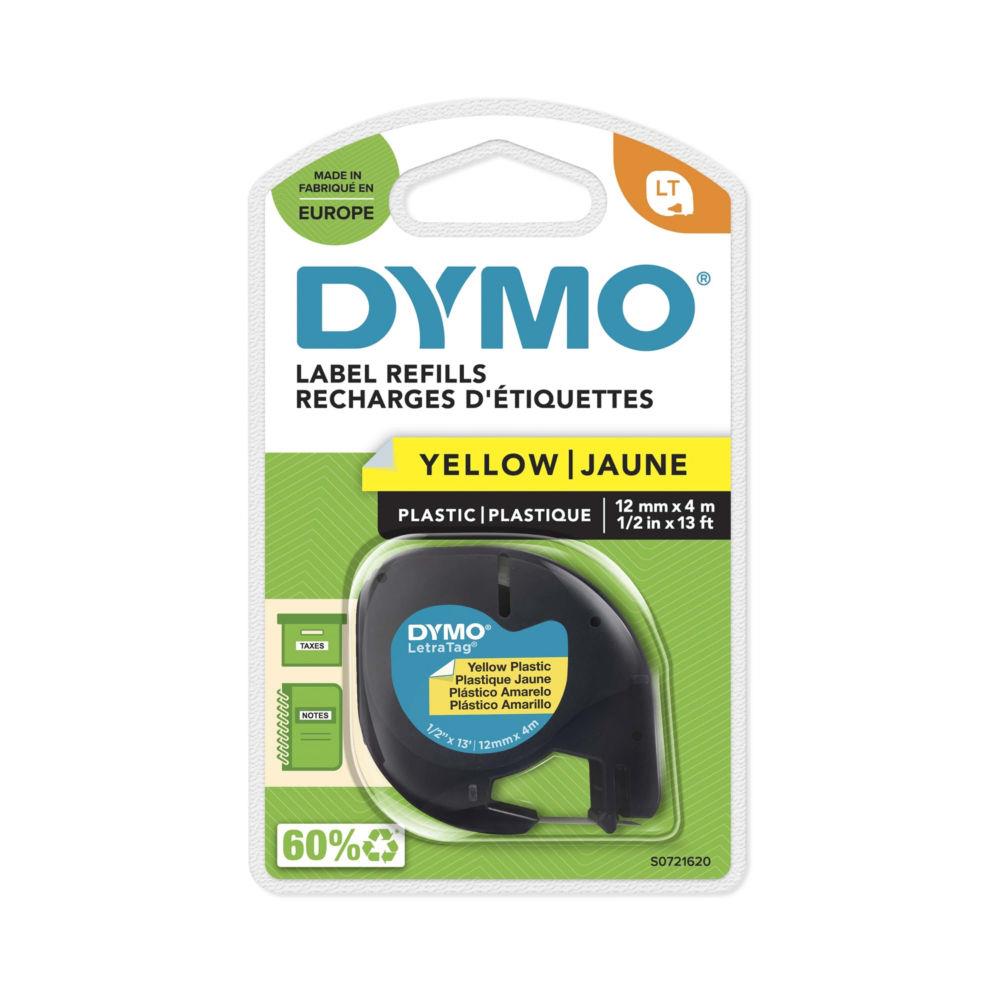 Ruban Letratag LT Dymo - Ruban noir/jaune - 12 mm x 4 m