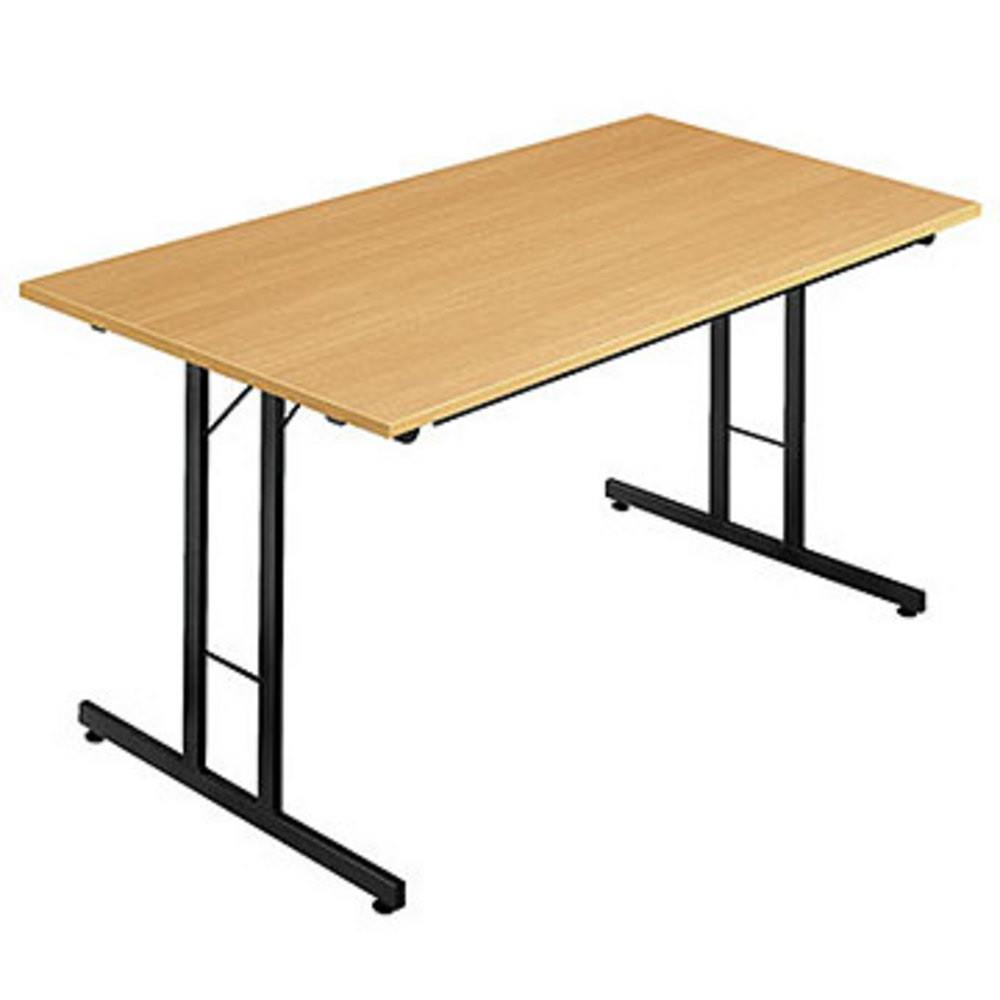 Table pliante multiples usages rectangle - L 120 x P 80 cm - plateau htre - pieds noirs