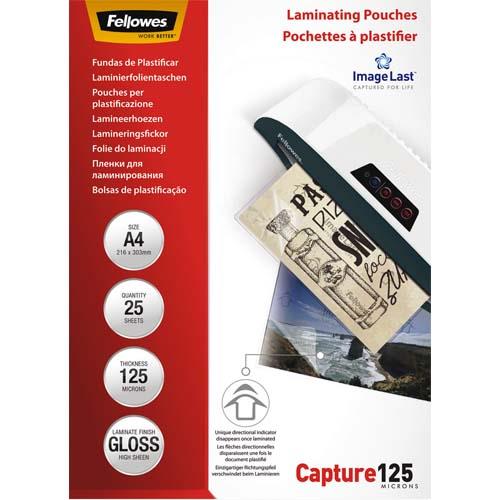 Pochettes de plasitification Fellowes - format A4 - 125 microns - bote de 25