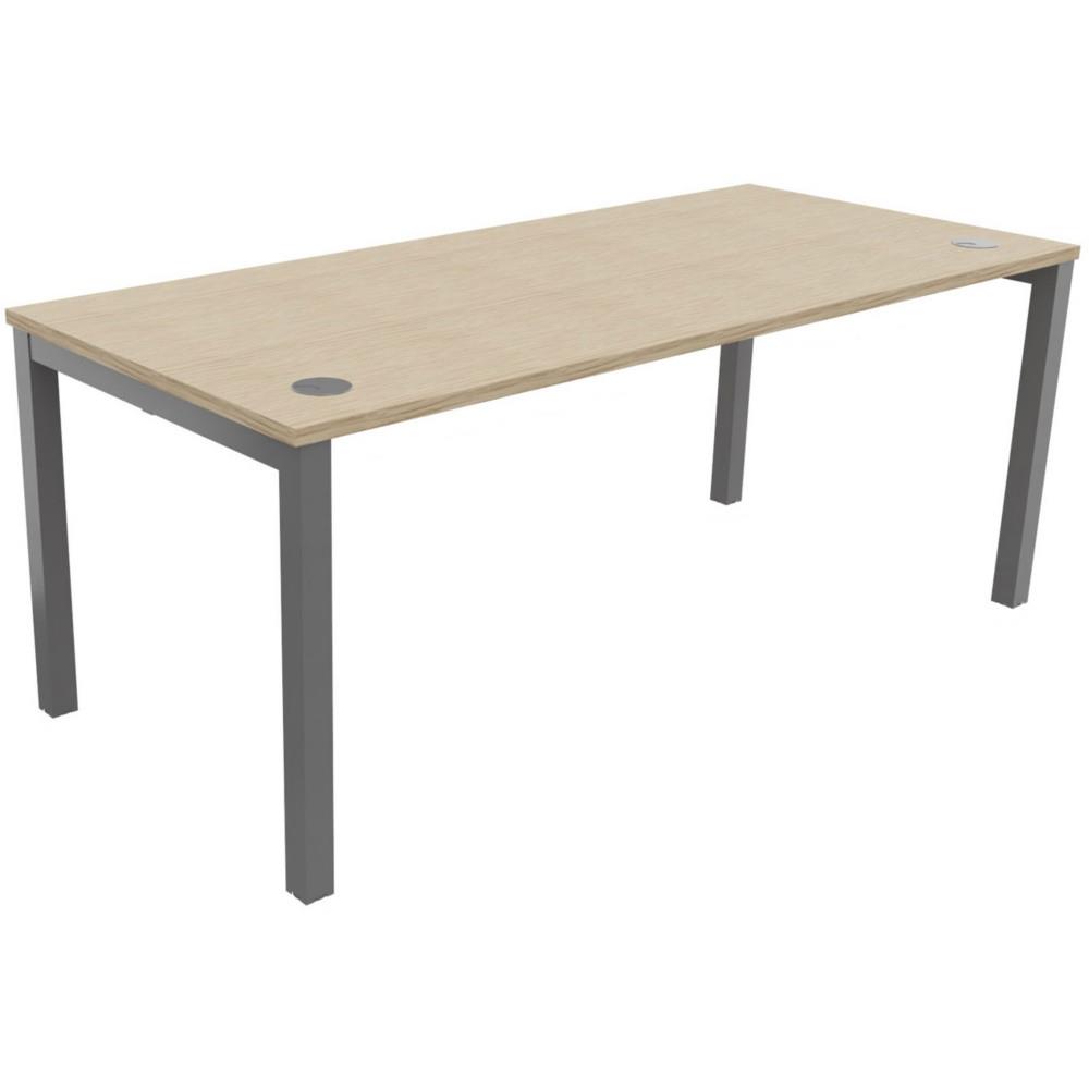 Bureau Osmose avec obturateurs L180 x P80 - Plateau Chne - Pieds mtal Aluminium