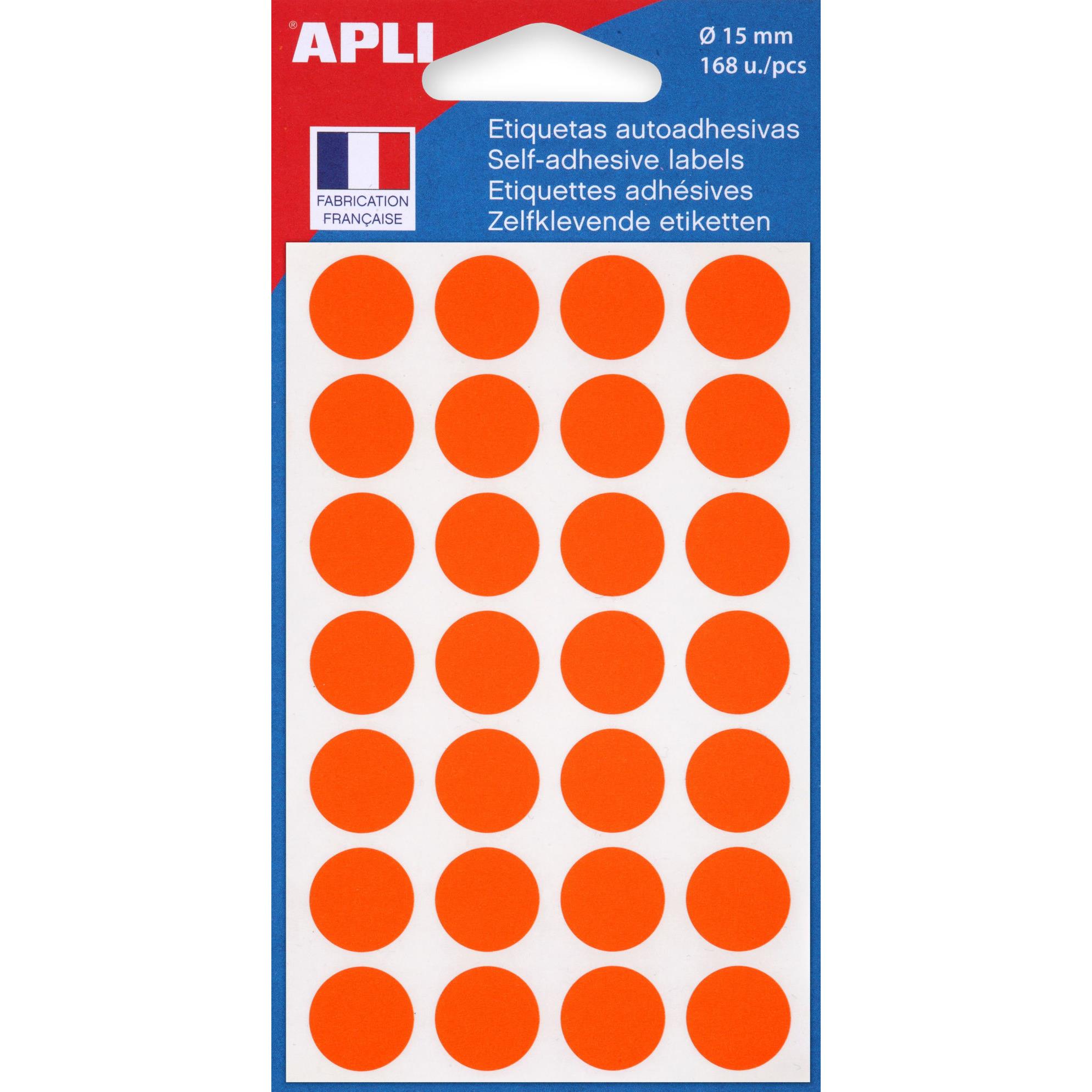 Pastilles adhsives de couleur Agipa o 15 mm - coloris orange - paquet 168 units