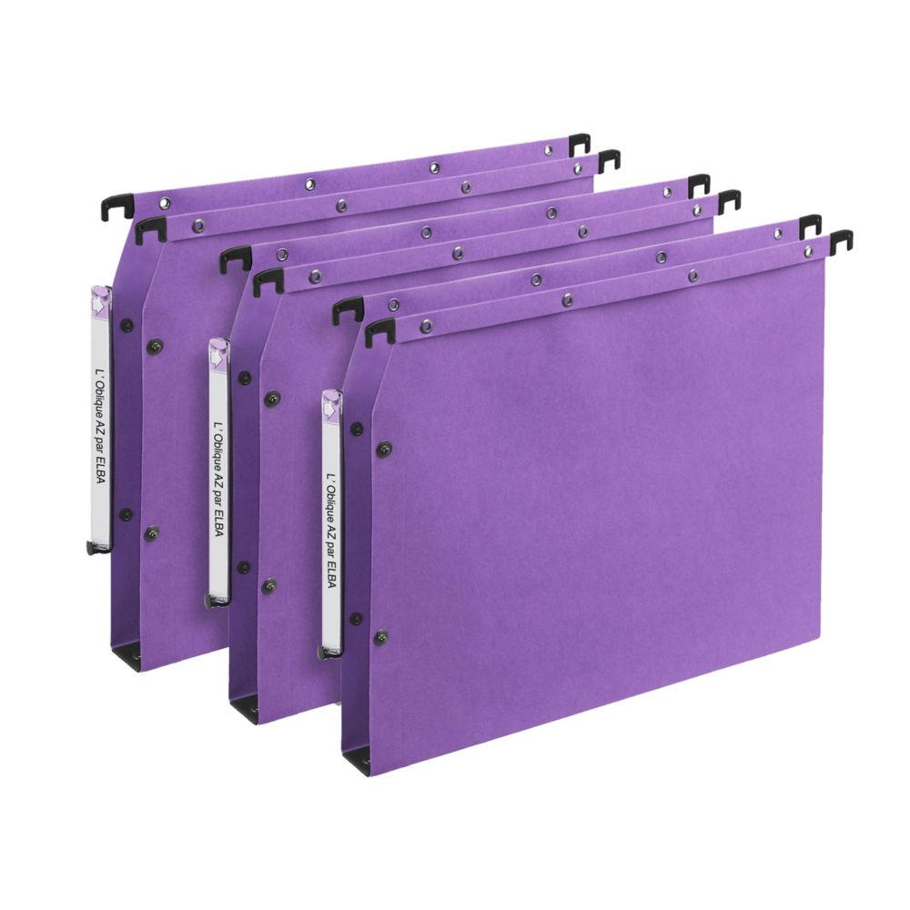Dossiers suspendus AZV en carte Canson lilas - pour armoire - fond 30 mm - lot de 25