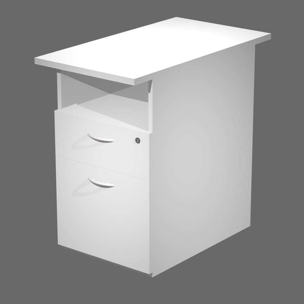 Caisson Pulse hauteur bureau - 2 tiroirs - prof. 80 cm - blanc