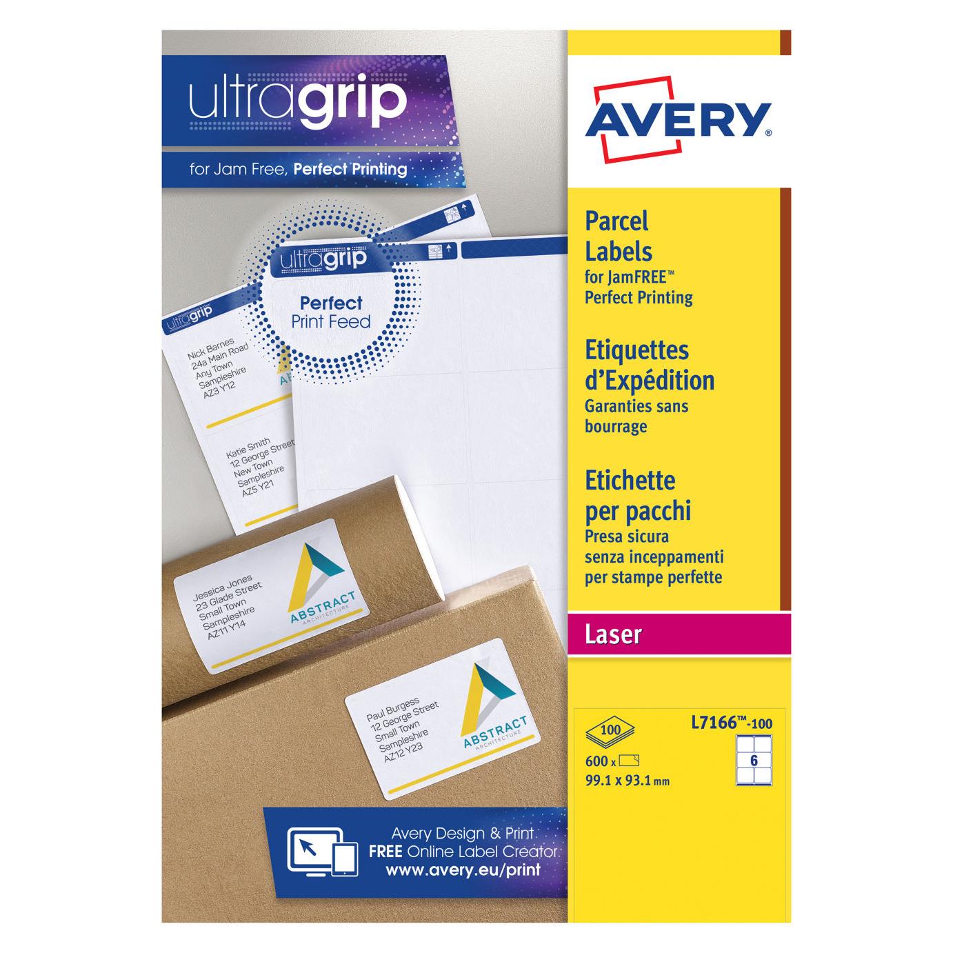 Etiquette adresse Avery L7166 - impression laser - 99,1 x 93,1 mm - blanc - 600 tiquettes