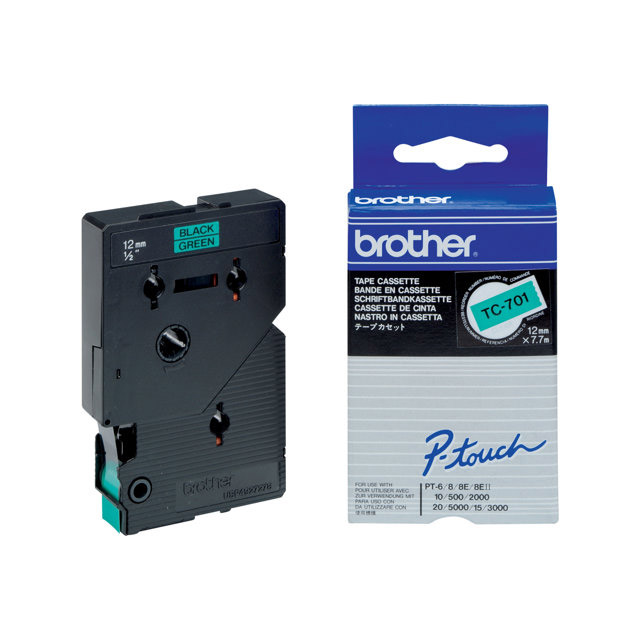 Brother - �tiquettes - noir, vert - Rouleau (1,2 cm) - 1 rouleau(x)