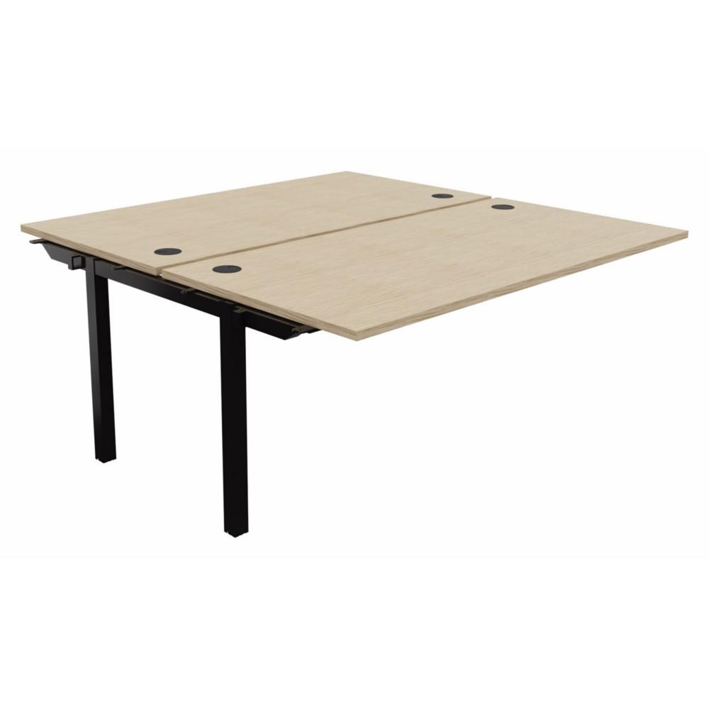Bureau bench 2 postes Osmose suivant L160 x P163 cm Plateaux Ch�ne Pieds m�tal Noir