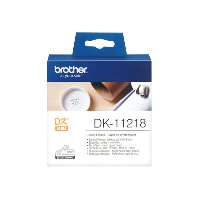 Brother DK-11218 - �tiquettes - Rouleau (2,4 cm) - 1000 unit�s ( 1 rouleau(x) x 1000 ) - pour QL 1050, 1050N, 1060N, 500, 500A, 500BS, 500BW, 550, 560, 560VP, 570, 580N, 650TD, 700