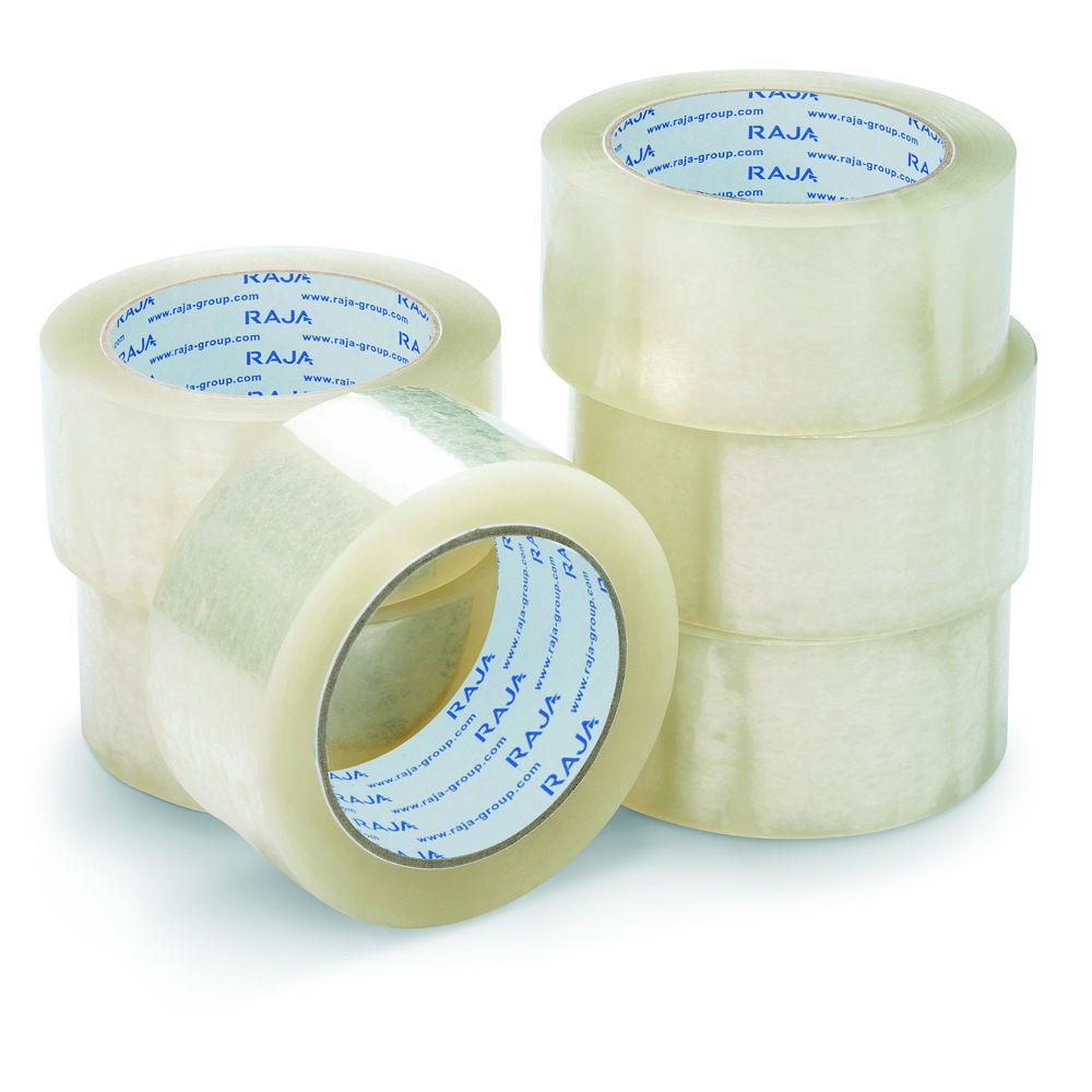 Ruban adhsif d'emballage rsistant RAJA - en polypropylne silencieux 35 microns 50 mm x 66 m - Transparent  - lot de 36