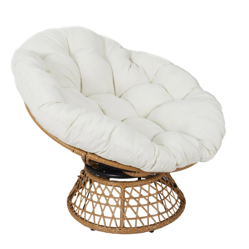 Fauteuil Denys pied rotatif 360� avec coussin - Blanc
