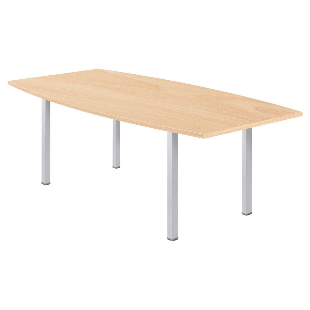 Table tonneau Tempo L 200 x 100 cm - plateau htre - 4 pieds carrs aluminium