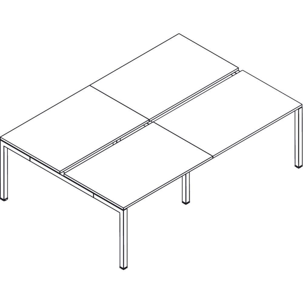 Bureau double Tempo ensemble de 4 postes - L 360 x P 165 cm - plateau chne gris - 4 pieds en arche blancs