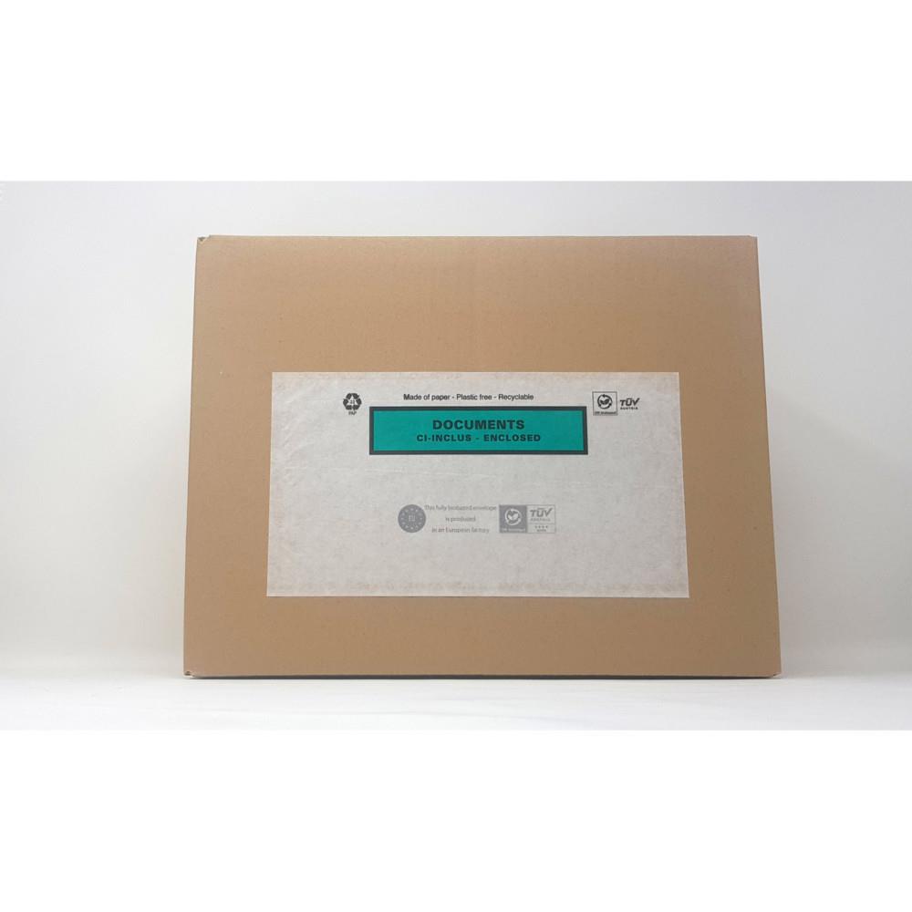Pochette porte-documents Techmay adh�sive - Documents ci-inclus - Format DL - 228 x 120 mm - Bo�te de 1000