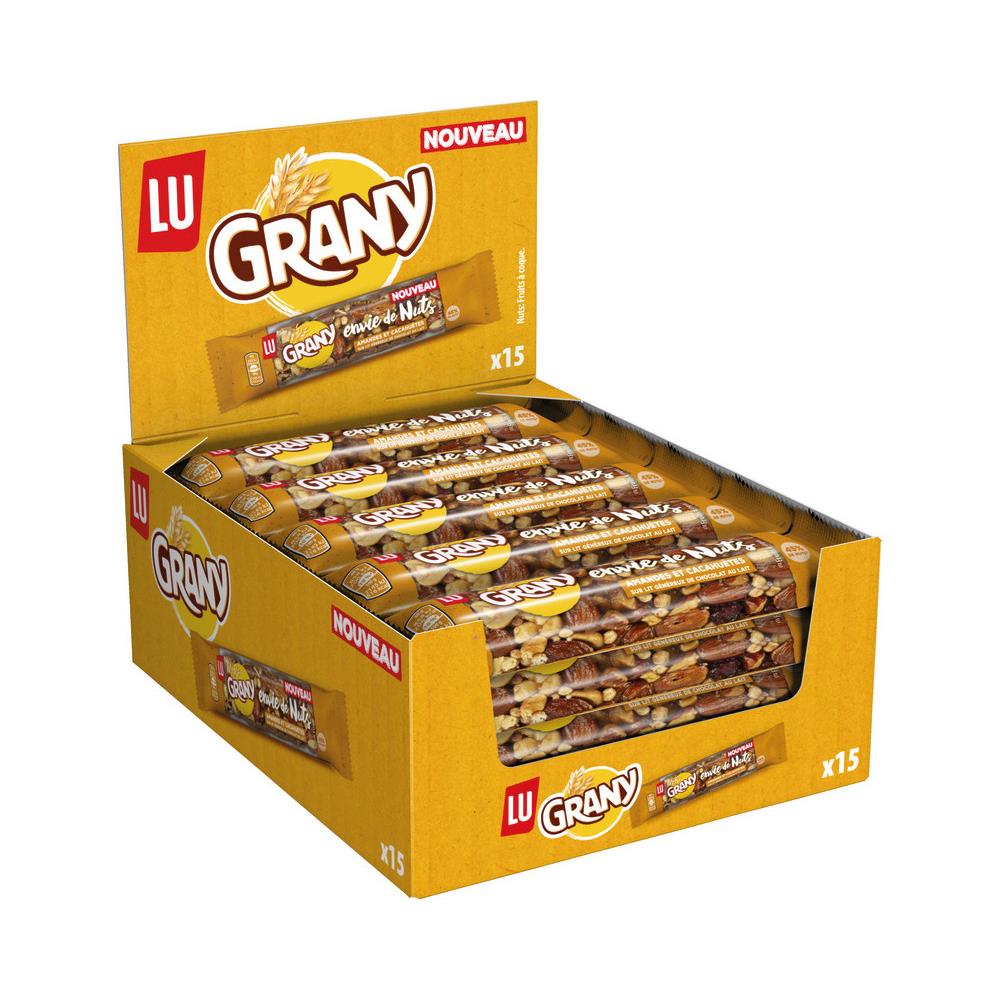 Barre Grany aux amandes, cacahutes grilles et chocolat au lait 40 g - Lot de 15
