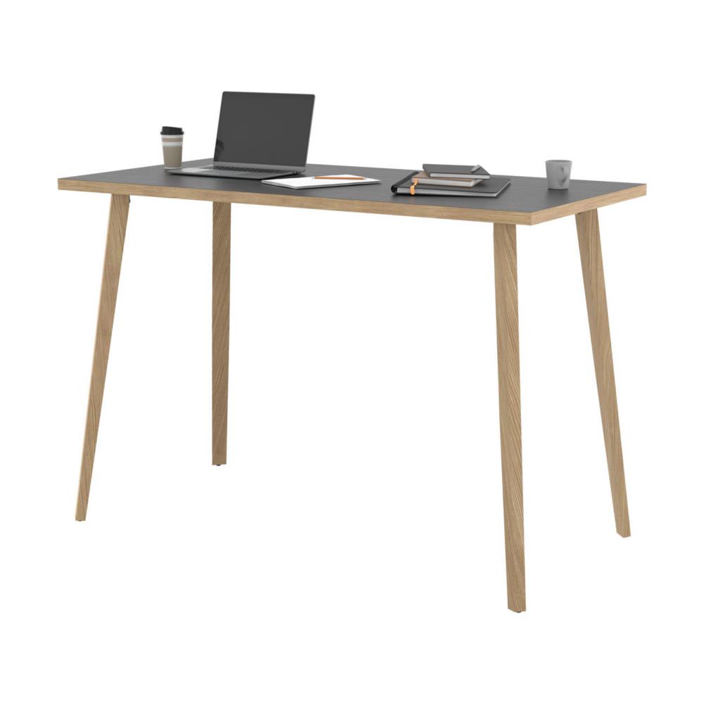 Table haute Knot - H 110 x L160 x 80 cm - plateau noir - pieds inclin�s en bois ch�ne