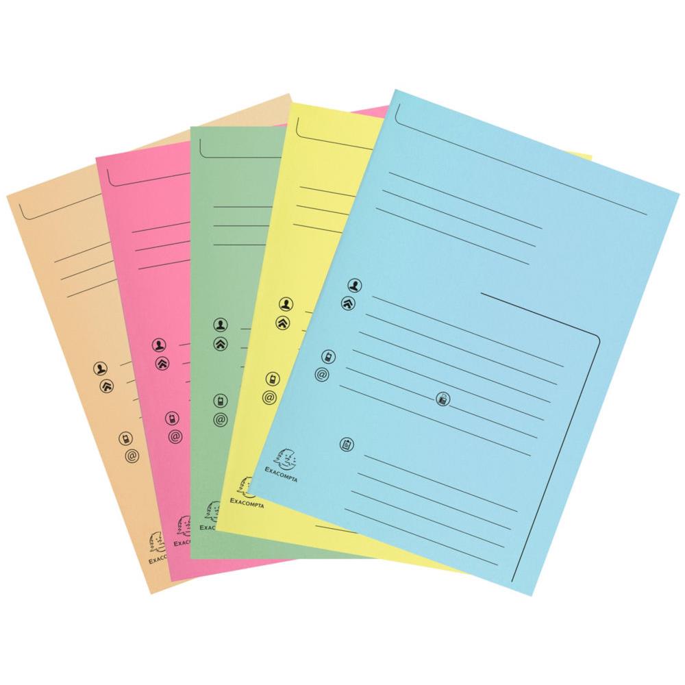 Chemise 2 rabats Exacompta pour dossiers suspendus - coloris pastels assortis - 240 x 320 mm - paquet de 25